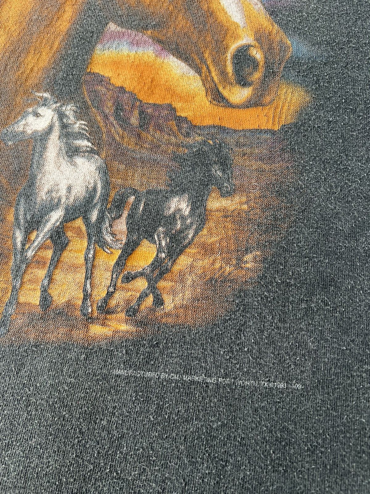 Vintage Vintage 1993 3D Emblem Horse Run with the Wild Black T-shirt Size US M / EU 48-50 / 2 - 7 Thumbnail