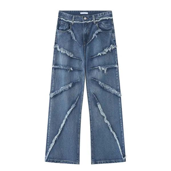 VIBE Fringed Shadow Baggy Denim Jeans Size US 30 / EU 46 - 7 Thumbnail