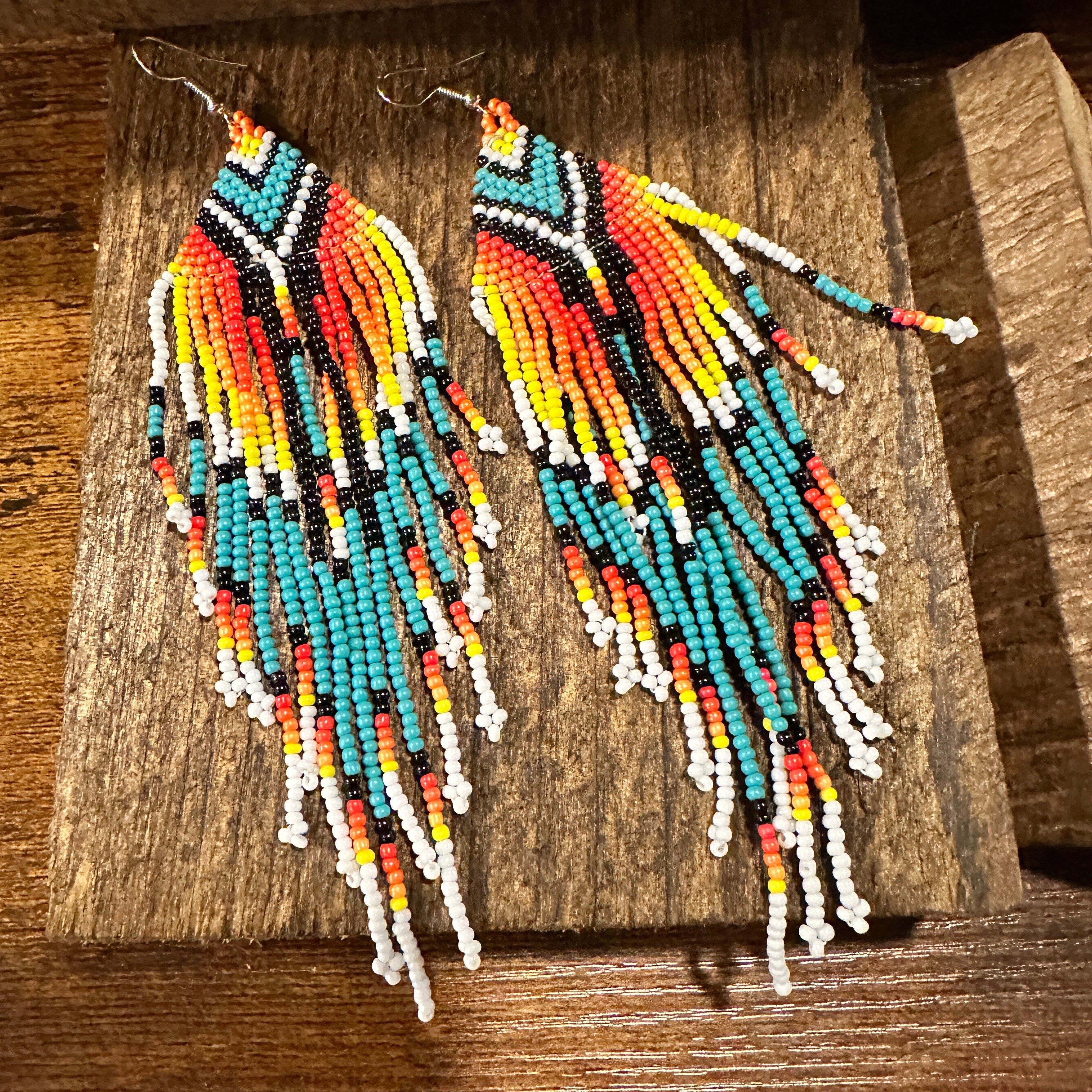 Other Elegant Navajo Seed Bead Dangle Earrings with Orange Turquoi Size ONE SIZE - 9 Thumbnail