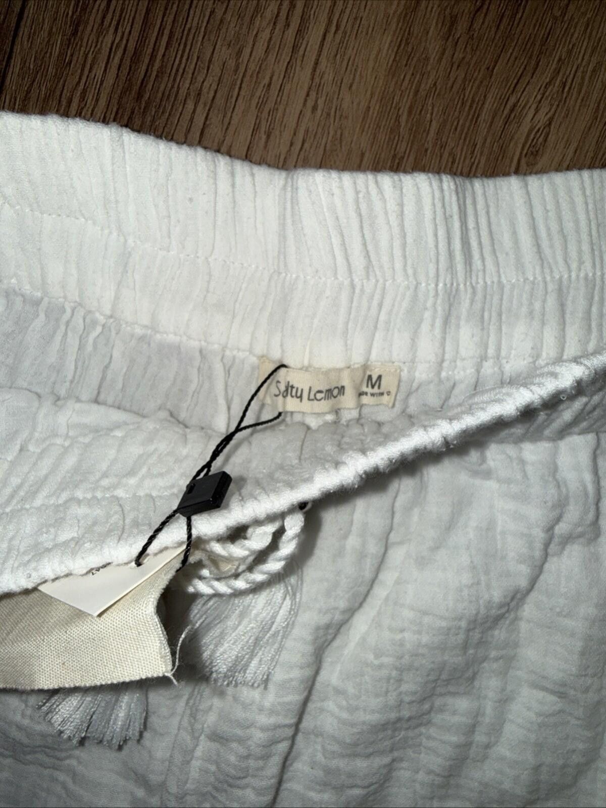 Other Salty Lemon White Gauze Coastal Boho Beach Wide Leg Pants Size 32" / US 10 / IT 46 - 7 Thumbnail