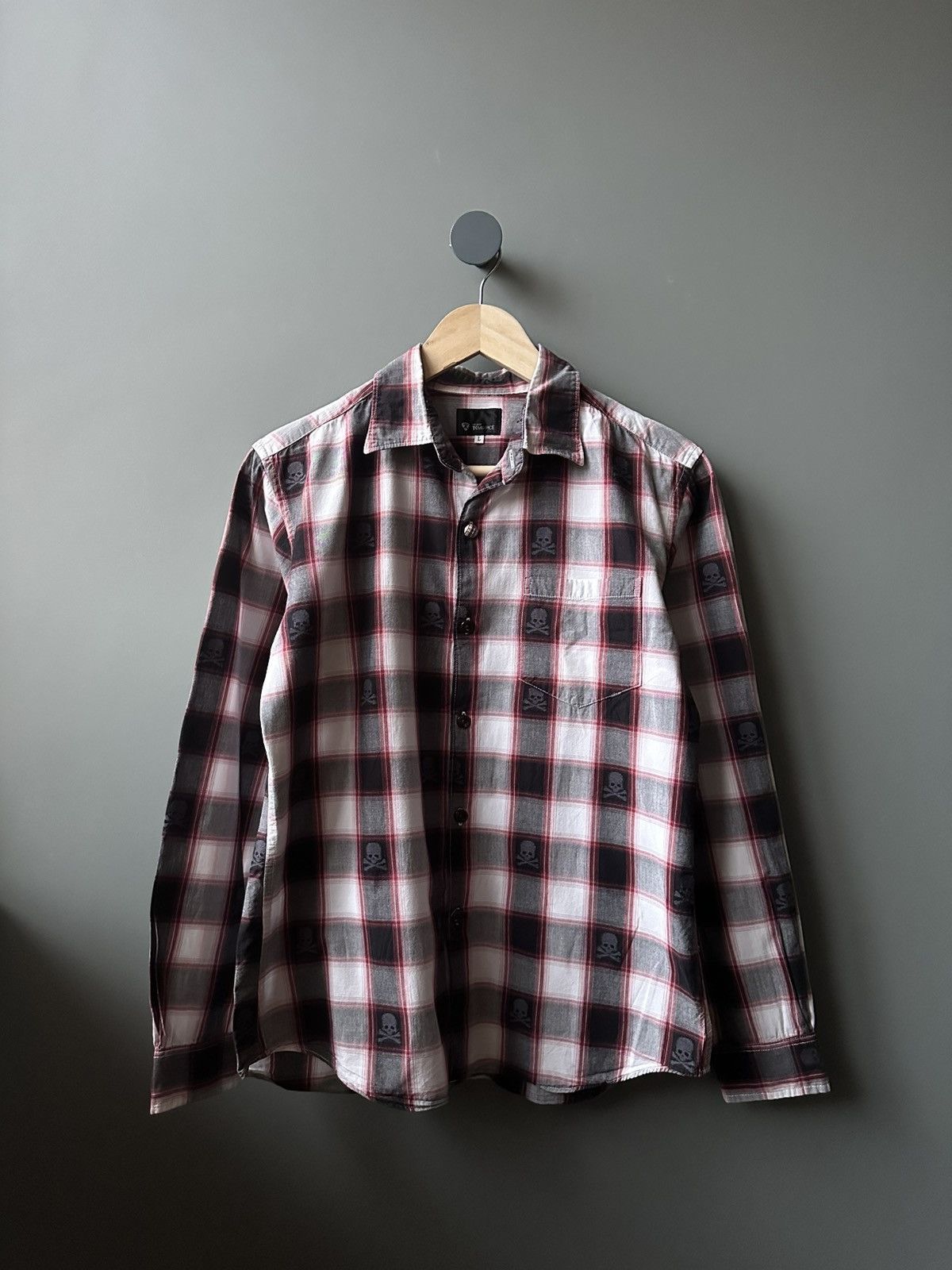Japanese Brand Womens Tkmixpice Skull Check Shirt Size L Size L / US 10 / IT 46 - 1 Thumbnail