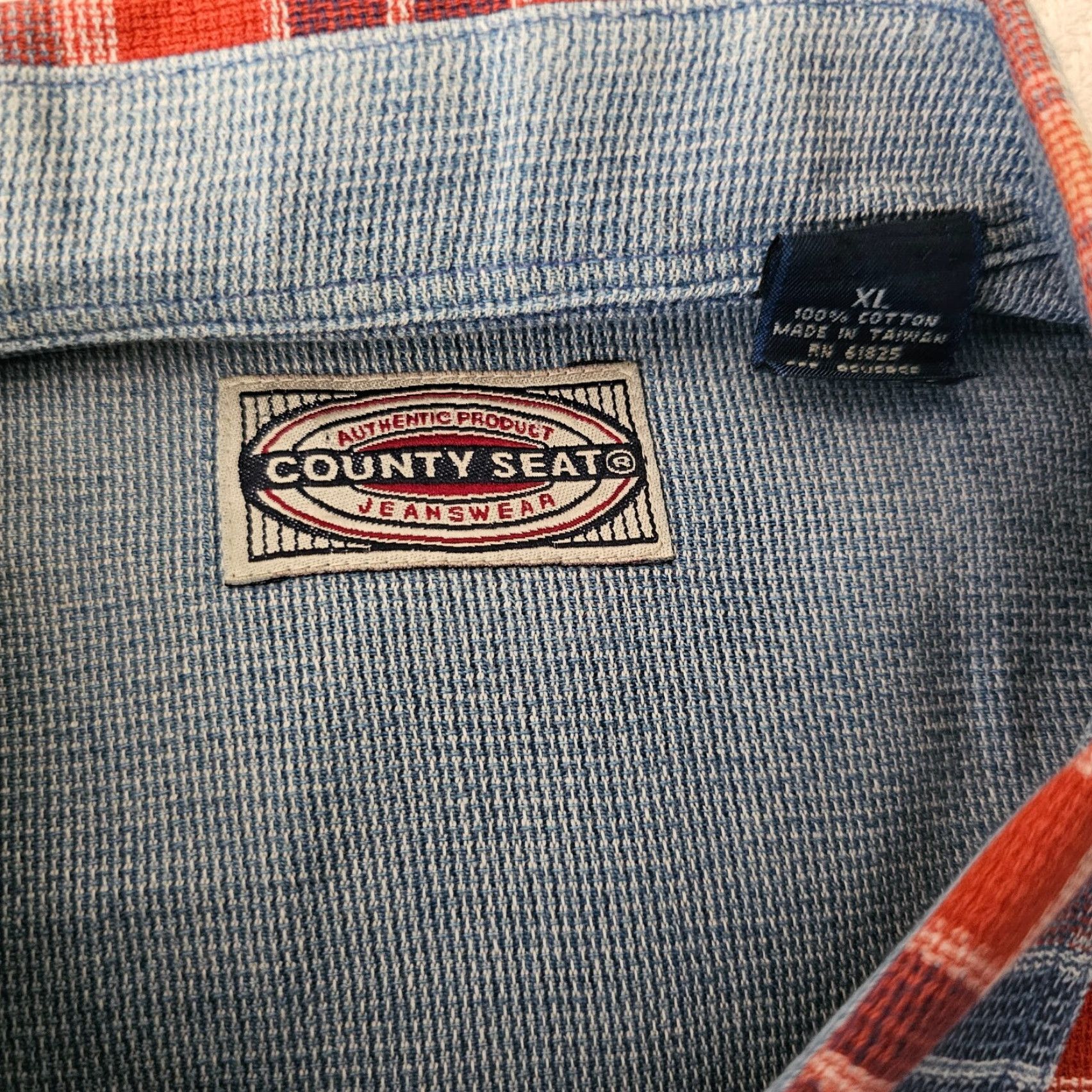 Vintage VINTAGE County Seat Shirt Western Denim Plaid Button-Up XL Blue Men’s Short Sleeve Shirt - 1960s-70s Inspired Size US XL / EU 56 / 4 - 2 Thumbnail