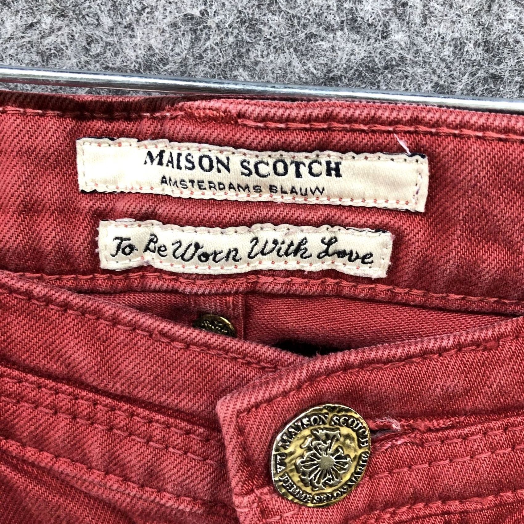 Maison Scotch Maison Scotch La Parisienne Skinny Jeans Womens 27 Zip Ankle Cropped Low Rise Denim Cotton Blend Red 5-Pocket Womens Jeans Rock Style Size 27" / US 4 / IT 40 - 6 Thumbnail