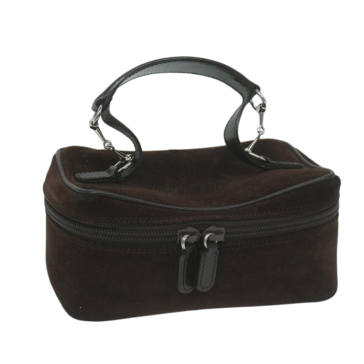 image of Gucci Horsebit Vanity Cosmetic Pouch Suede Brown 032 1705 Auth Am5745, Women's
