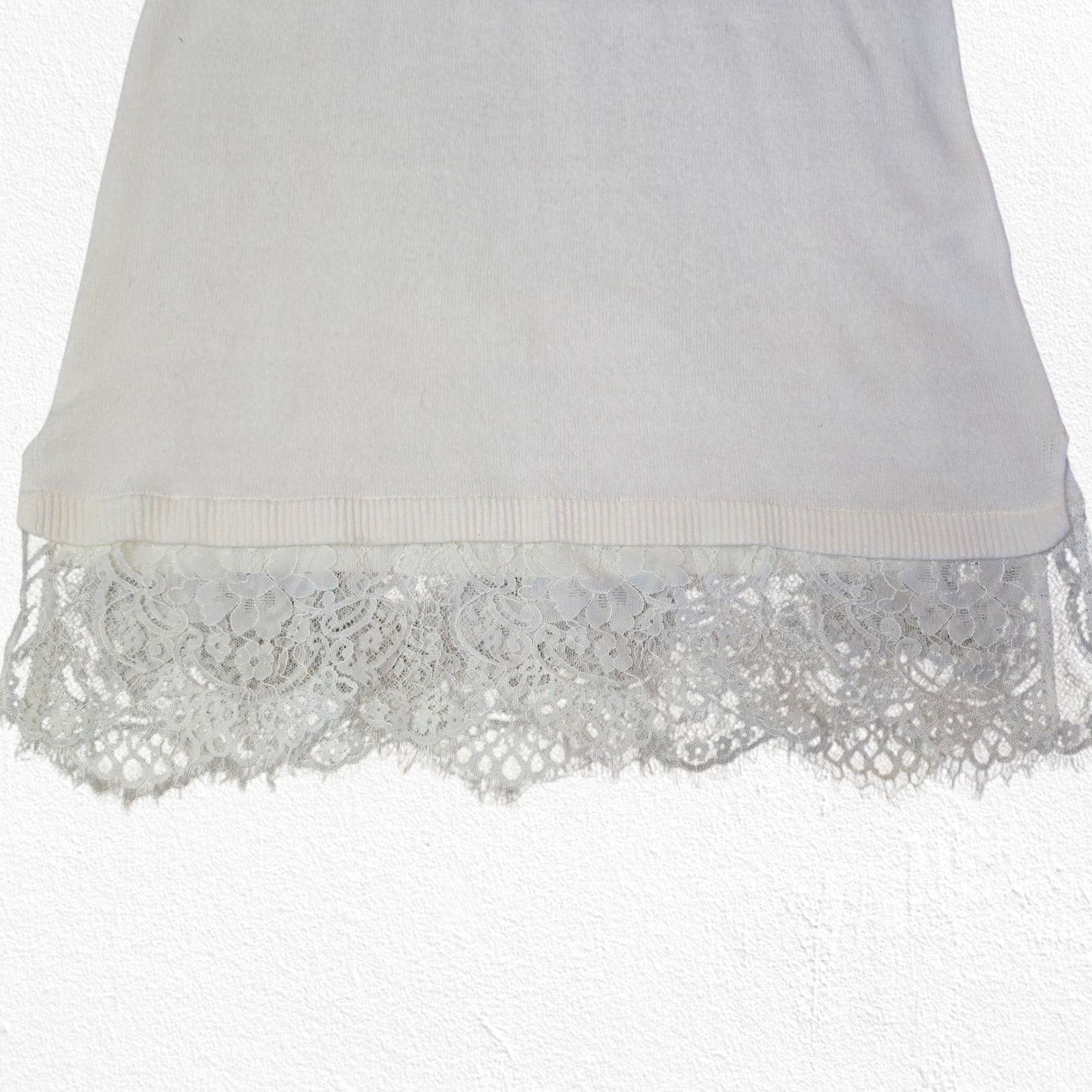 Apt. 9 Apt 9 Ivory Turtleneck Lace Hem Sweater Small Petite Size S / US 4 / IT 40 - 3 Thumbnail