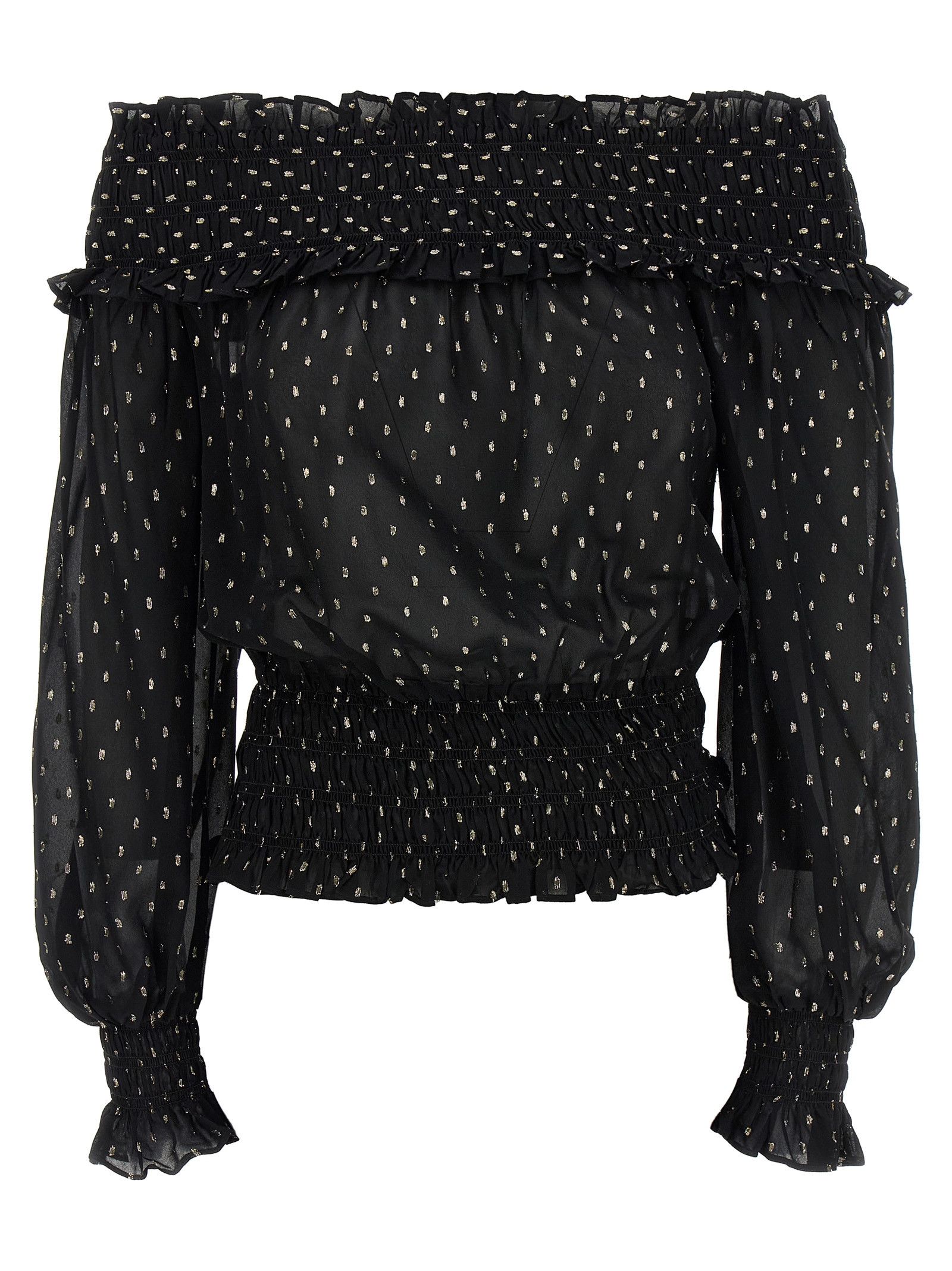 Self-Portrait 'Black And Gold Chiffon' top Size M / US 6-8 / IT 42-44 - 1 Thumbnail