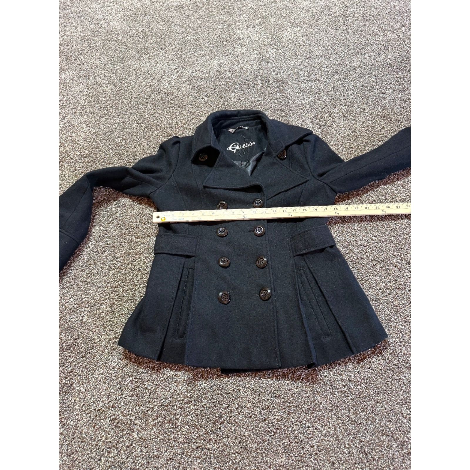 Guess Guess Womens Jacket Black Pea Coat Wool Blend Button Front Medium Size M / US 6-8 / IT 42-44 - 6 Thumbnail