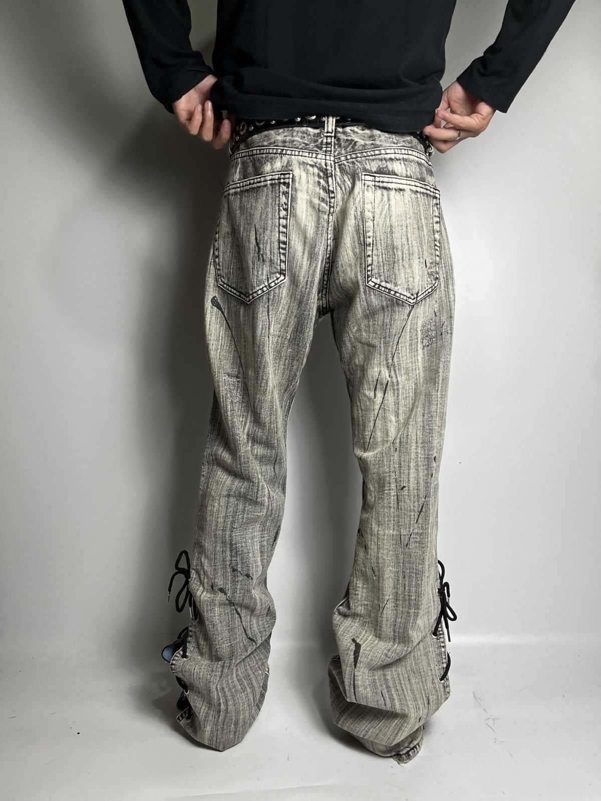 Le Grande Bleu (L.G.B.) Lace up flared splater vkei style japanese brand Size US 34 / EU 50 - 6 Thumbnail