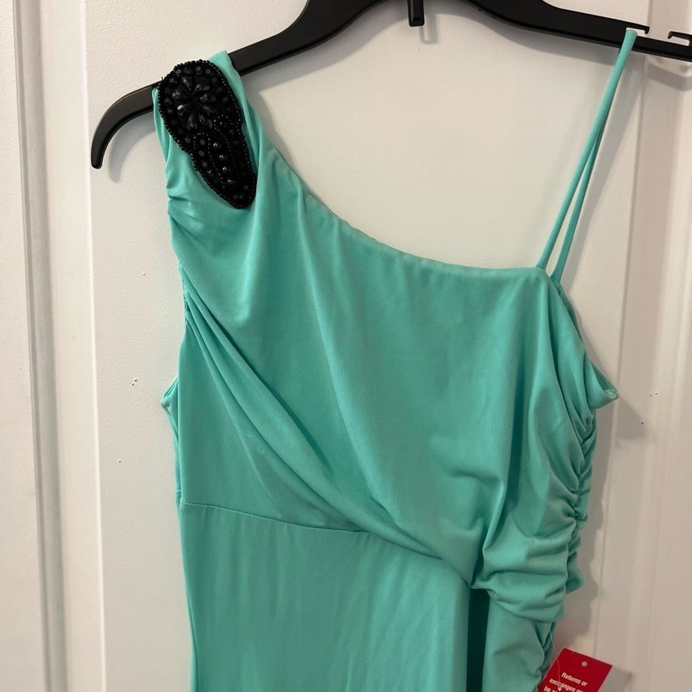 Other Sweet Storm Mint One Shoulder Ruched Evening Gown Dress Size L NWT Formal Prom Wedding Guest Size L / US 10 / IT 46 - 3 Thumbnail
