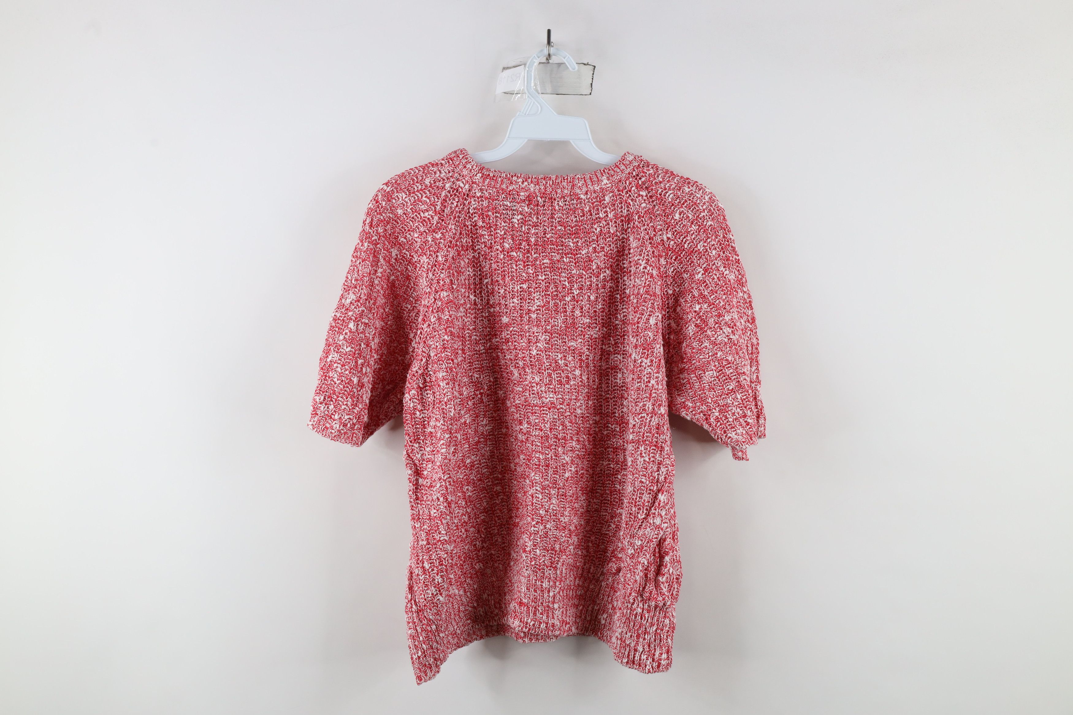 Vintage Vintage 90s Streetwear Ribbed Knit Short Sleeve Sweater Red Size L / US 10 / IT 46 - 6 Thumbnail