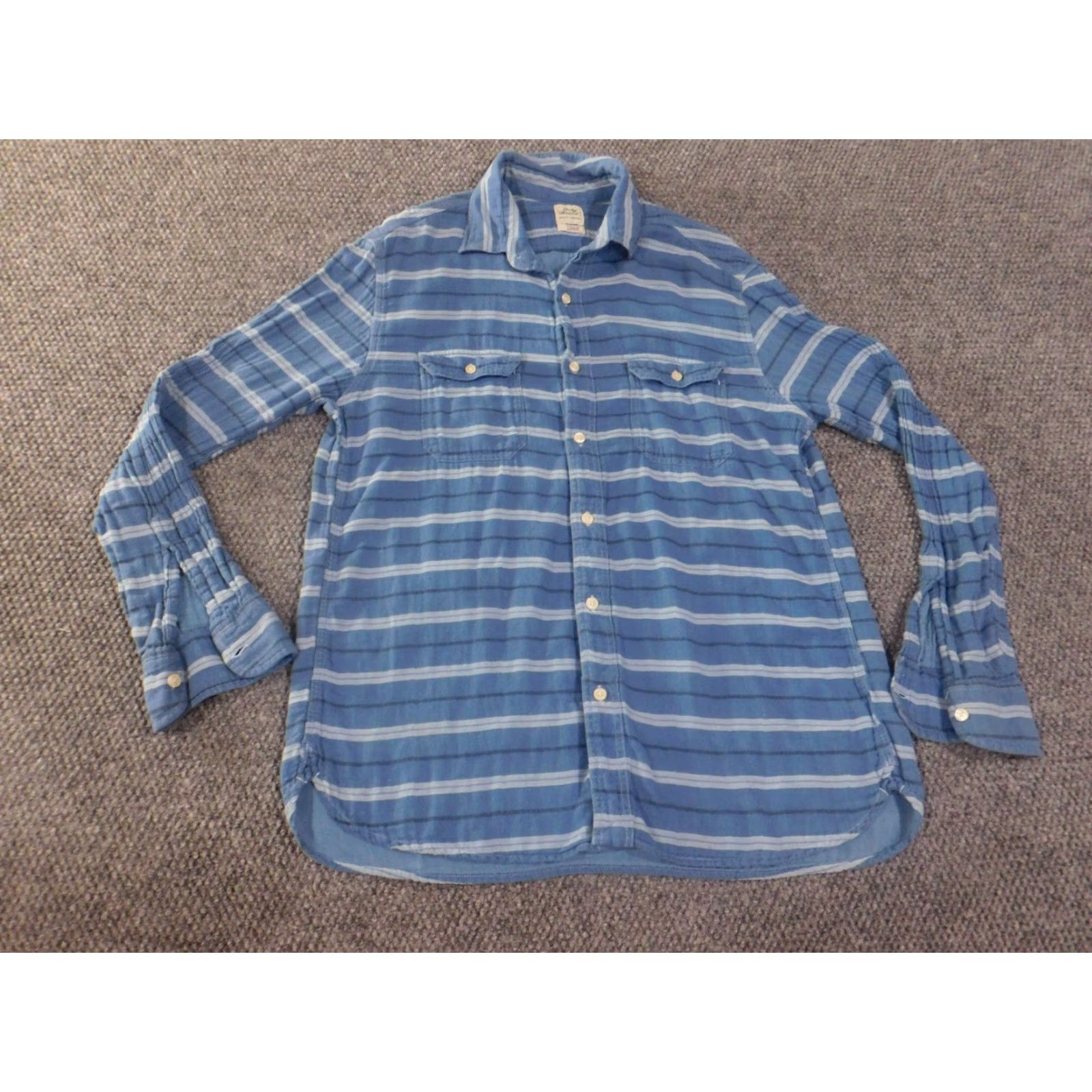 Lucky Brand Lucky Brand Shirt Men L Blue Flannel Striped Retro Classic Button-Up Collared Long Sleeve Casual Vintage? No (avoid N/A) Size US L / EU 52-54 / 3 - 3 Thumbnail