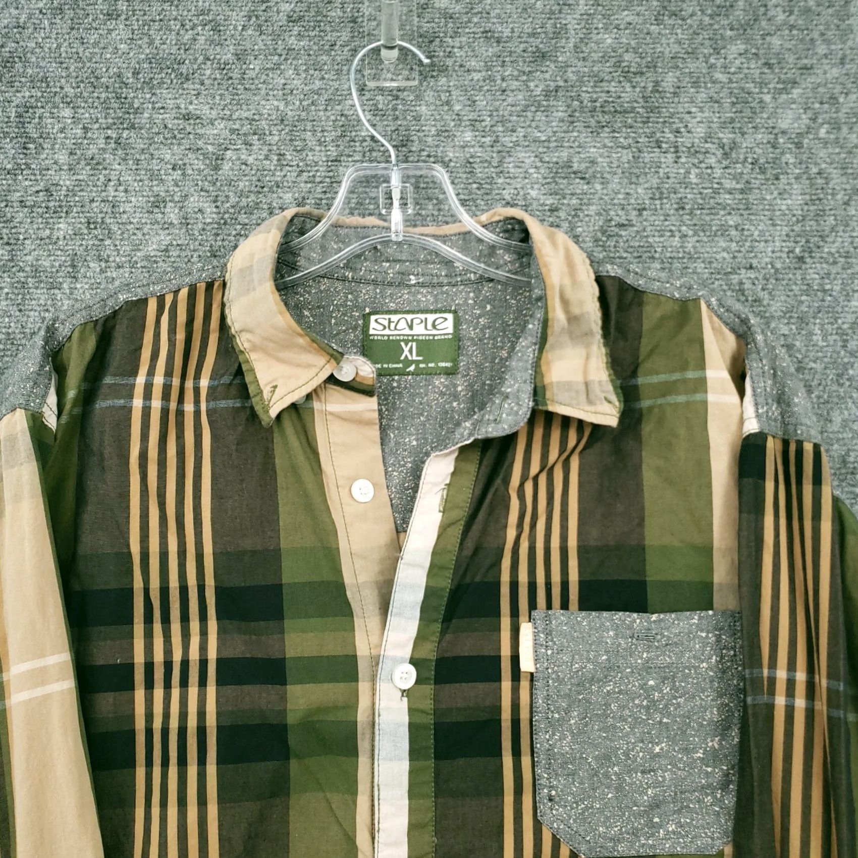 Vintage Staple Shirt Mens XL Button-Down Green Plaid Cotton Casual Workwear Long Sleeve Size US XL / EU 56 / 4 - 7 Thumbnail