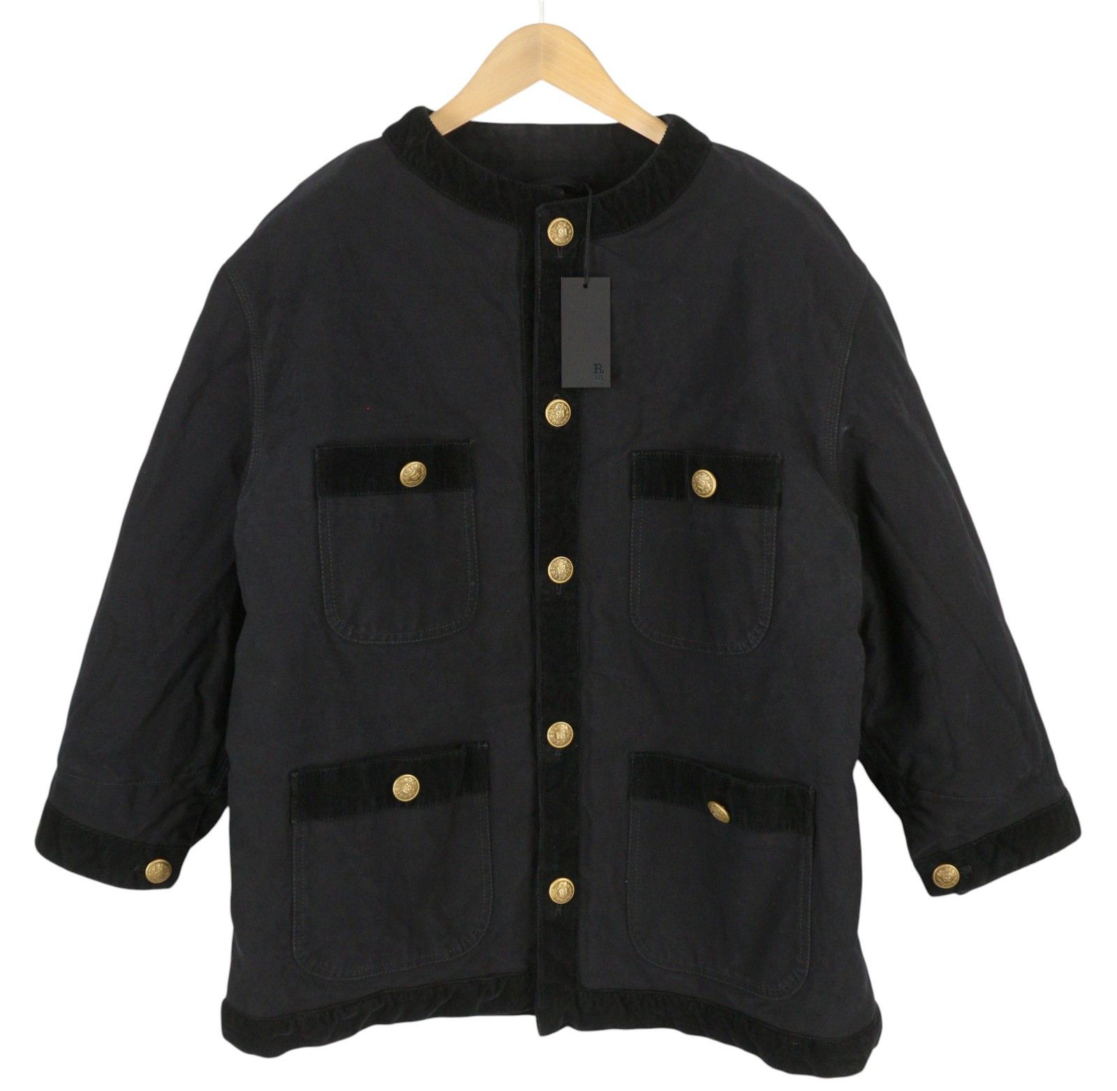 R13 CORD TRIMMED CHORE M Shadow Black Insulated Button-Up 86585 Size M / US 6-8 / IT 42-44 - 1 Thumbnail