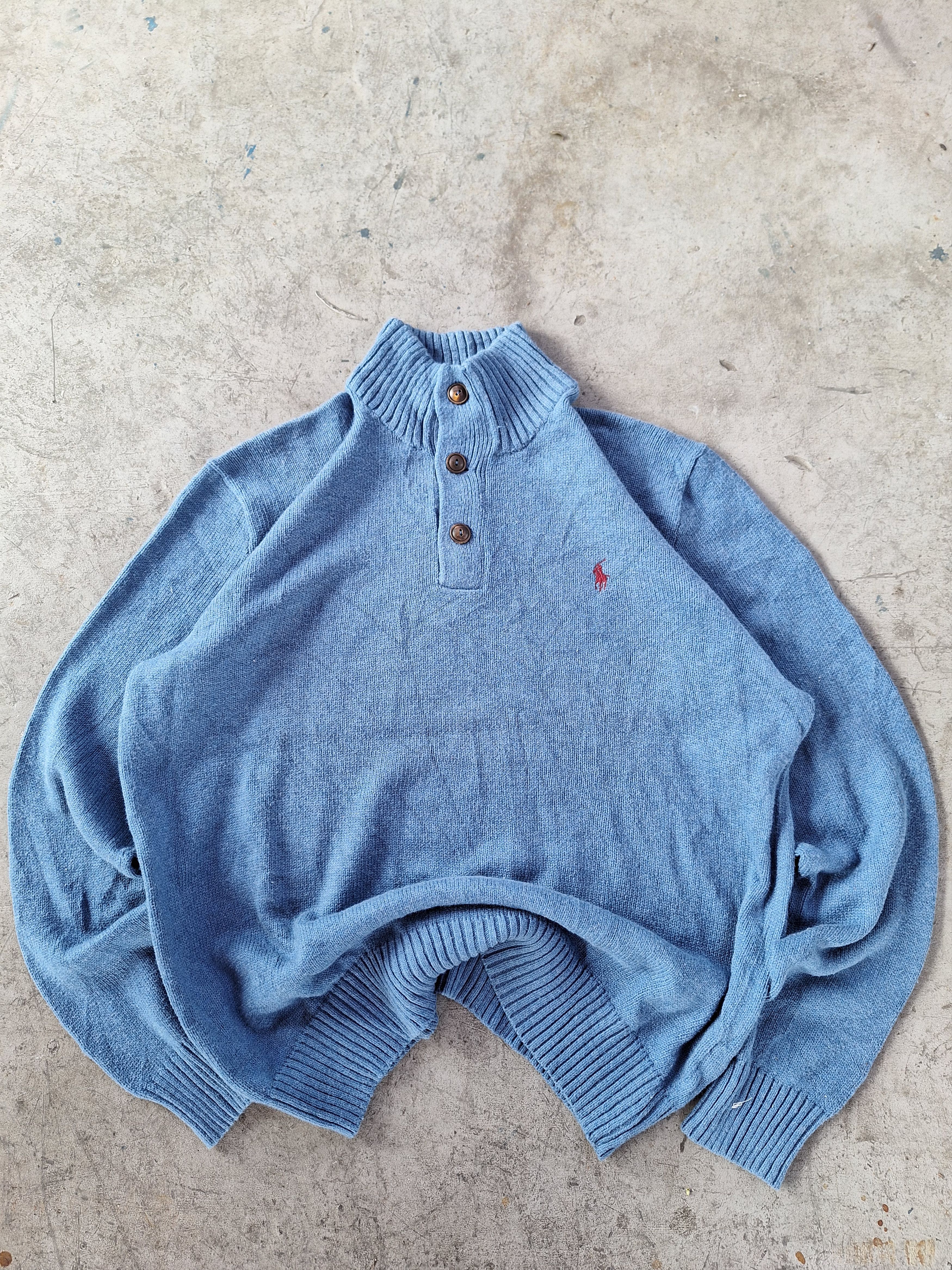 Polo Ralph Lauren × Ralph Lauren × Vintage Polo Ralph Lauren Cable Knit Sweater Cotton 1/4 Button Zip Size US XL / EU 56 / 4 - 1 Thumbnail
