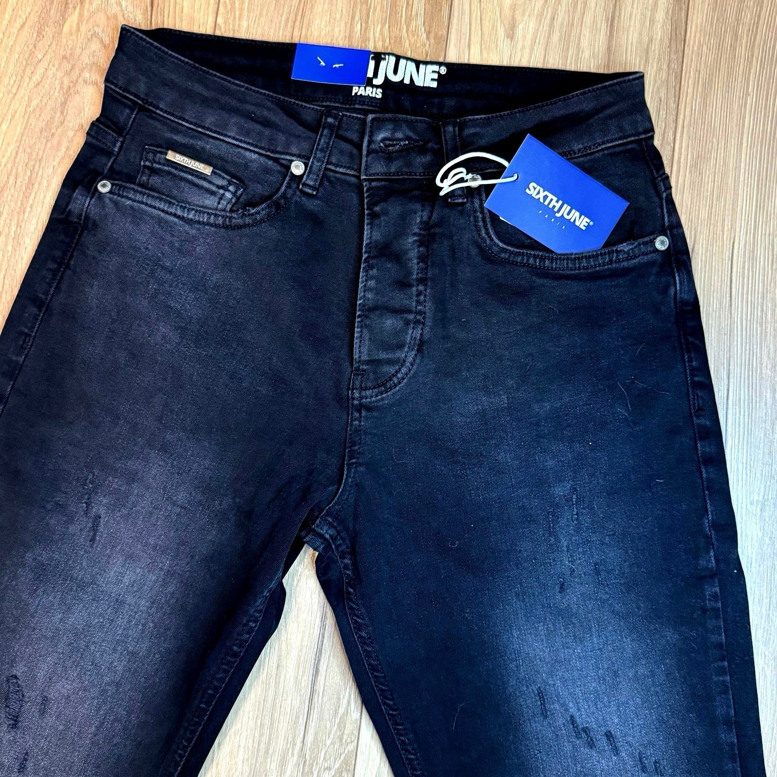 Sixth June Paris •NWT• Sixth June Paris Destressed Black Demin • Mens Size 28 Size 28" / US 6 / IT 42 - 11 Thumbnail