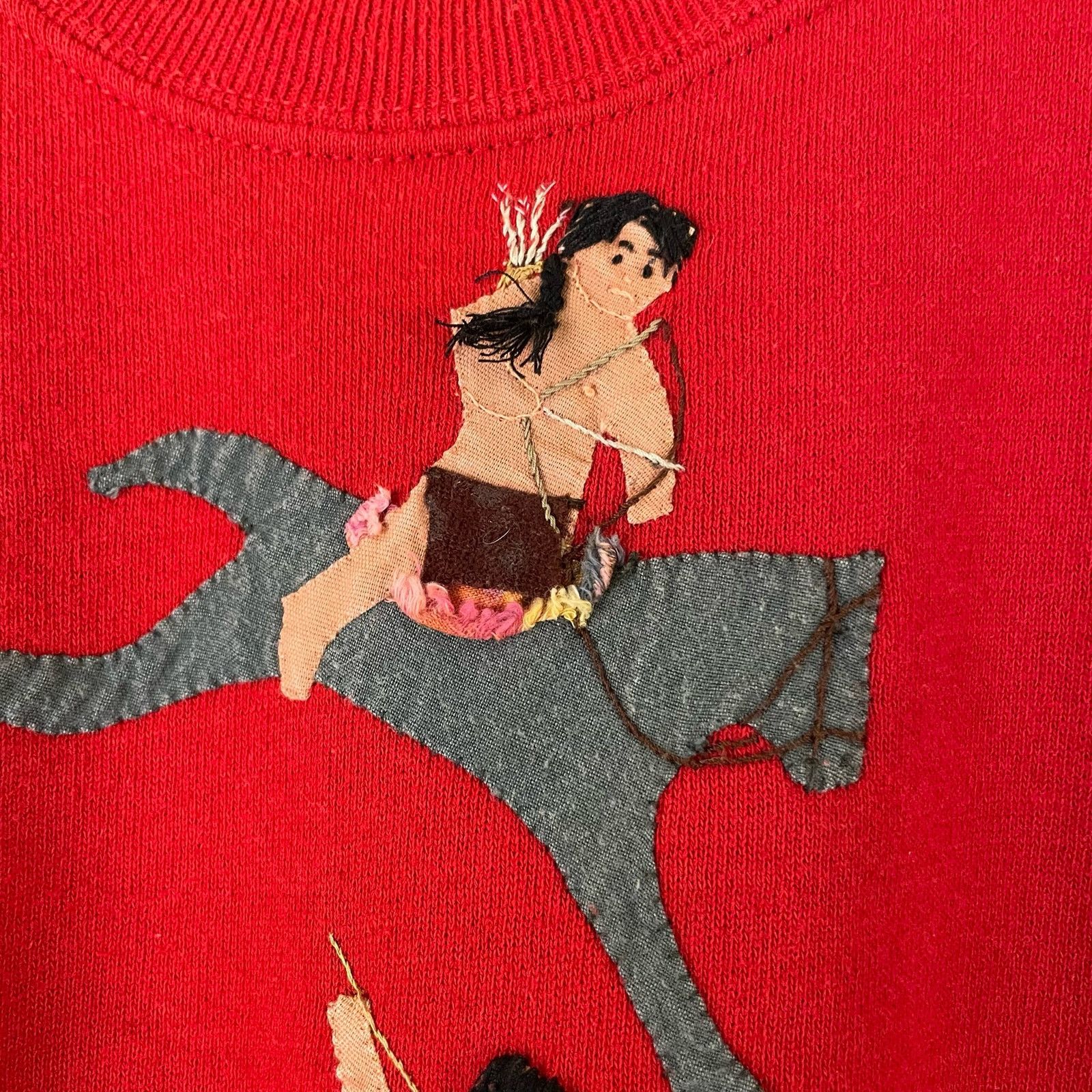 Jerzees Cute Late 80s Early 90s OOAC Red Bison Hunt Sweatshirt Size XL / US 12-14 / IT 48-50 - 5 Thumbnail