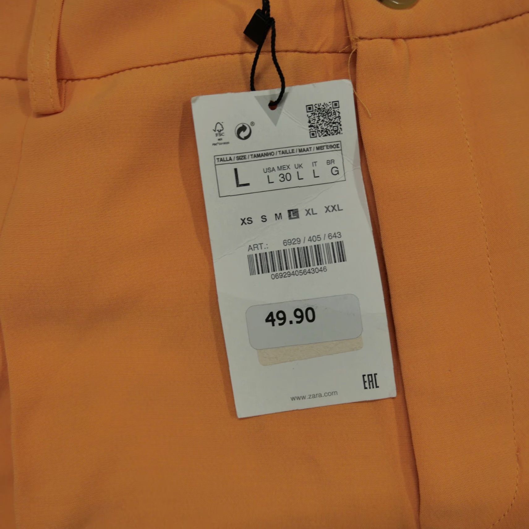 Zara Zara Pants Womens Large Orange Wide Leg Baggy Pleated 33x32 Slacks Size 24" / US 00 / IT 34 - 4 Thumbnail