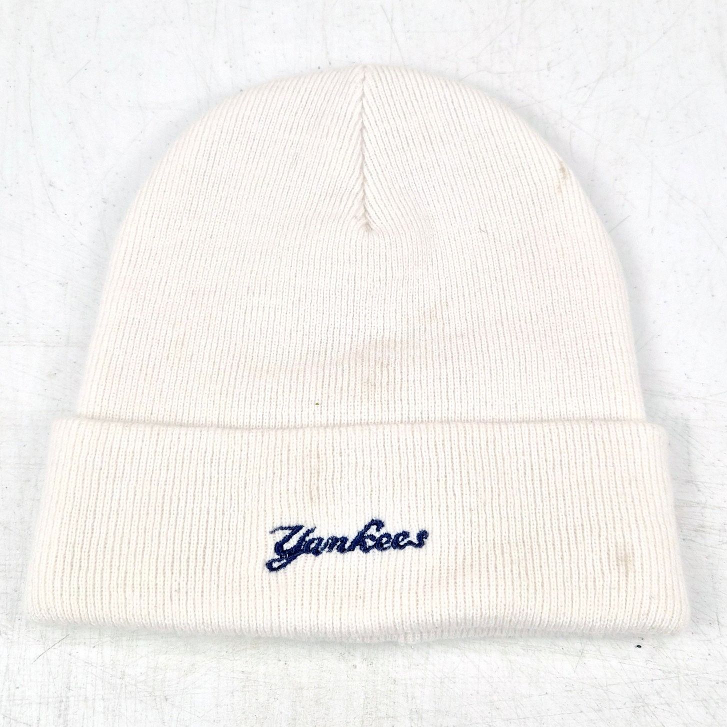 MLB Vintage New York Yankees Beanie OSFA Cream Navy Script Size ONE SIZE - 2 Thumbnail