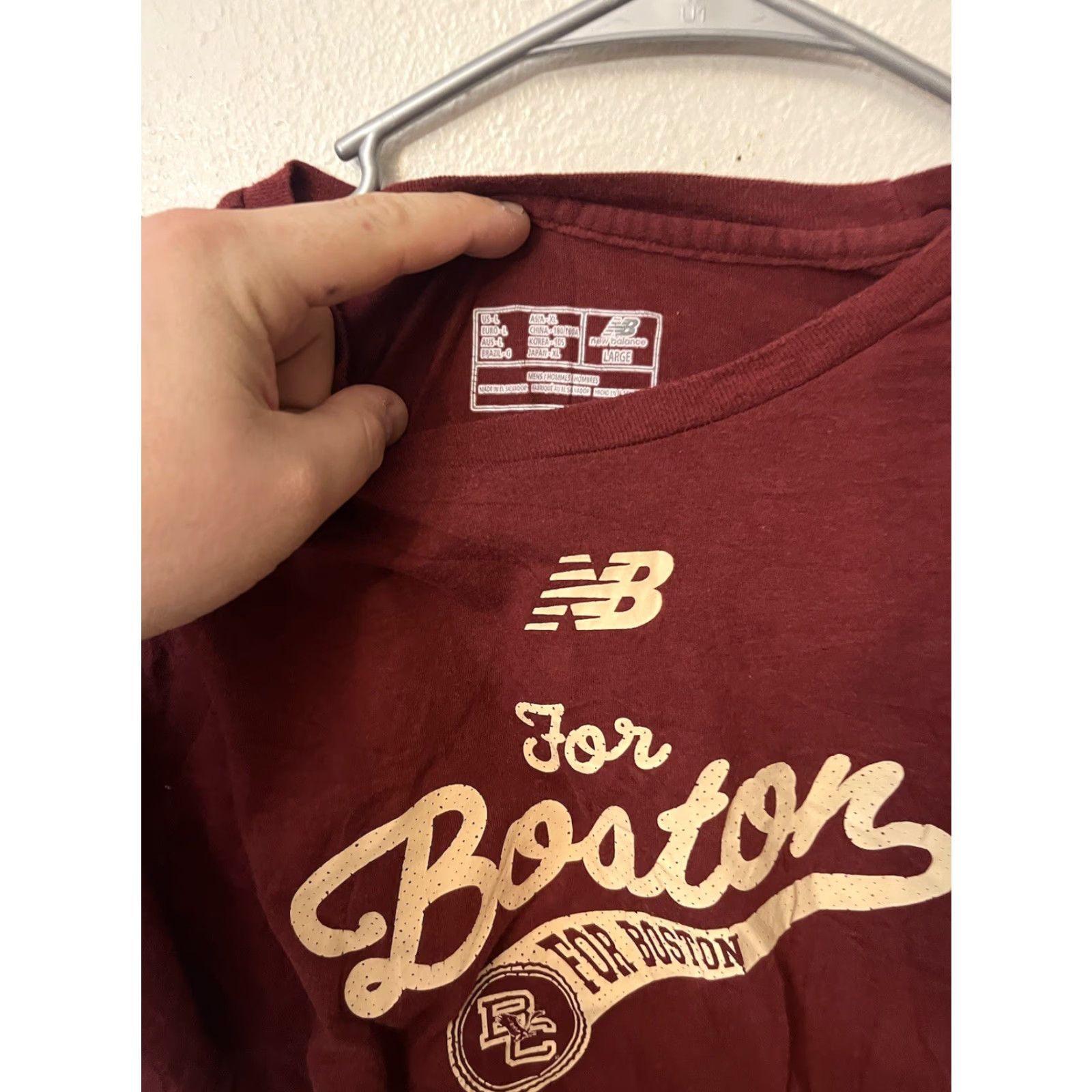 New Balance New Balance T-Shirt Mens Large Red NCAA BC Eagles Crew Neck Short Sleeve Moisture Wicking Cotton Polyester Size US L / EU 52-54 / 3 - 3 Thumbnail