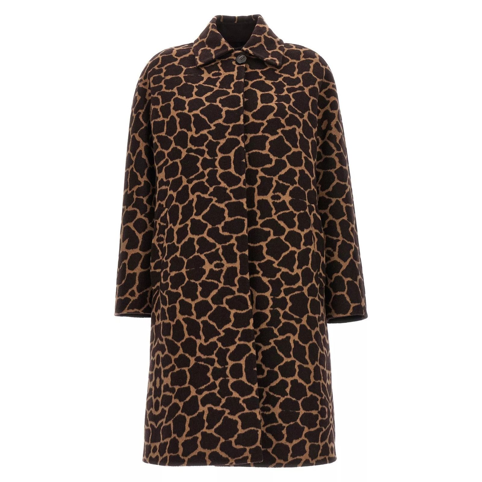 MAX MARA Ortica Brown/Black Wool Long Coat New & Authentic (