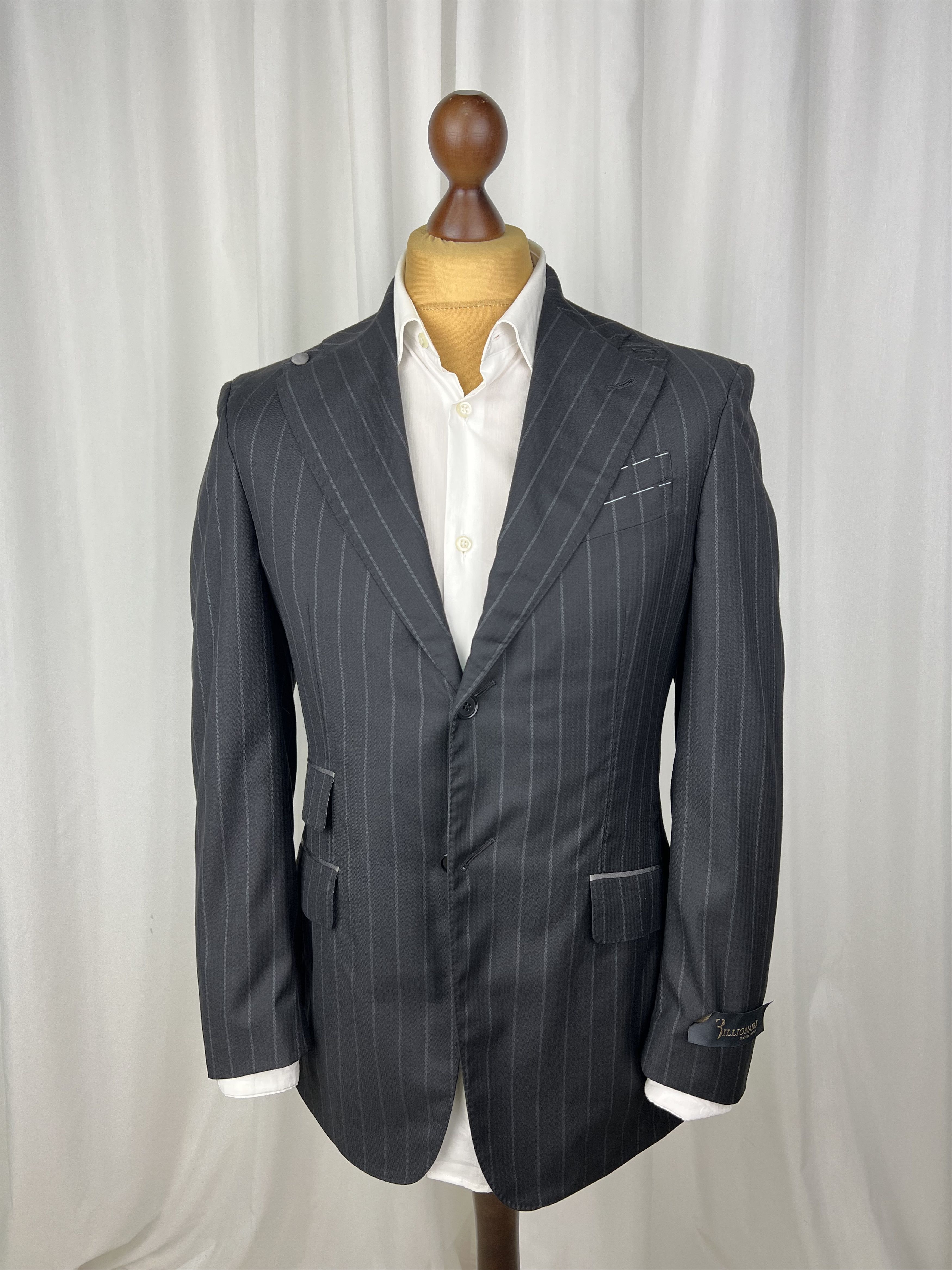 Billionaire Couture by Galasso Charcoal Striped 2-Piece Wool Suit Size 36R - 2 Thumbnail