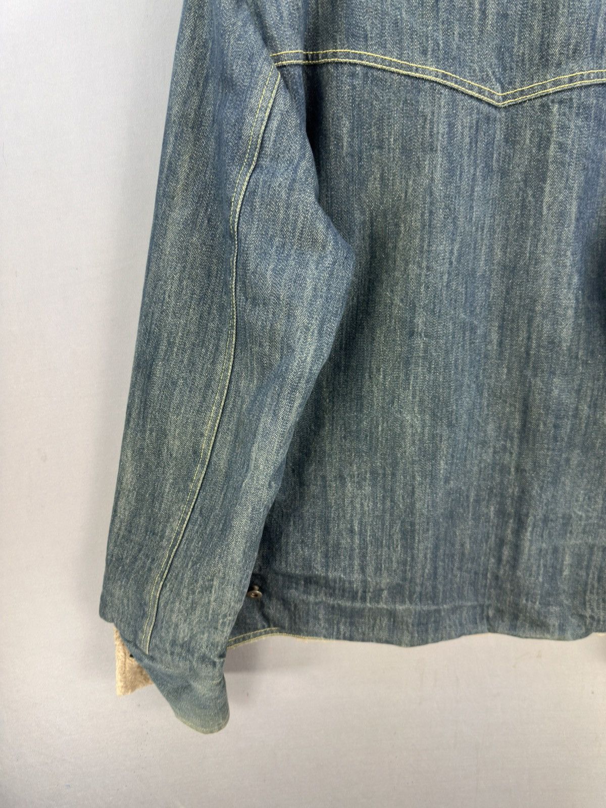 Japanese Brand Denim Sherpa Trucker Jacket by Be Coming Size US L / EU 52-54 / 3 - 6 Thumbnail