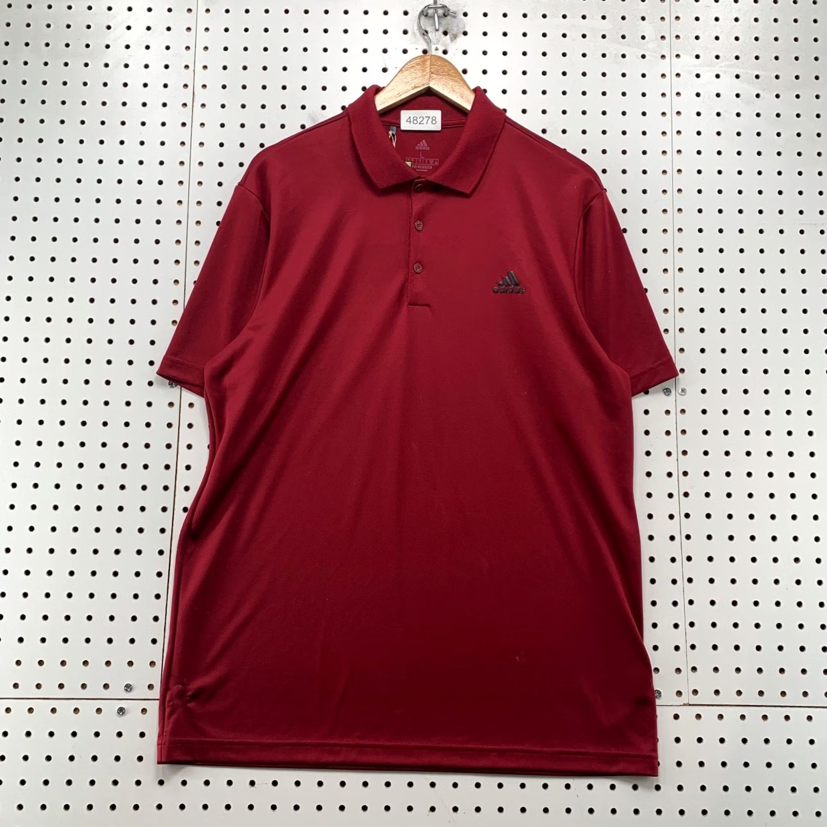 Adidas ADIDAS Polo Shirt Mens Large Red Primegreen Short Sleeve Button Up Polo Mens Red Primegreen Shirt Size US L / EU 52-54 / 3 - 2 Thumbnail