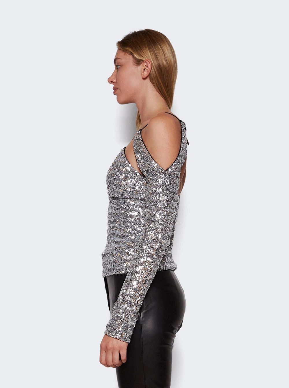 Amiri o1mle0426 Zane Top in Silver Size XS / US 0-2 / IT 36-38 - 4 Thumbnail
