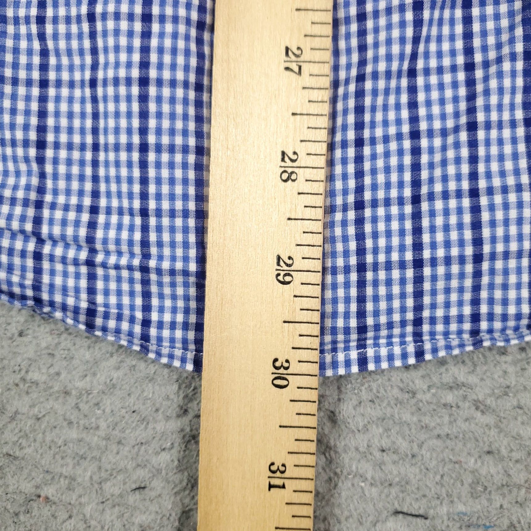 Vintage Duchamp Shirt Men Size 17.5 XL Blue Check Dress Button Up Long Sleeve Size 46R - 4 Thumbnail