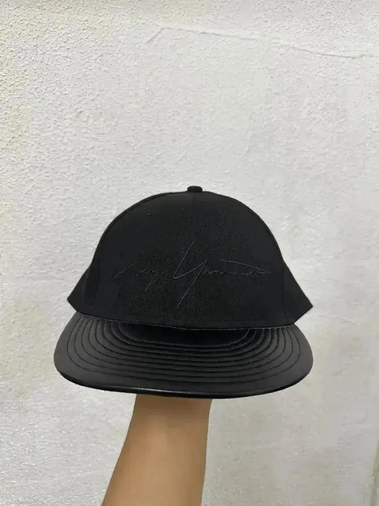 Yohji Yamamoto Sz 7.1/4 Leather Joint Logo Baseball Hat Size ONE SIZE - 4 Thumbnail