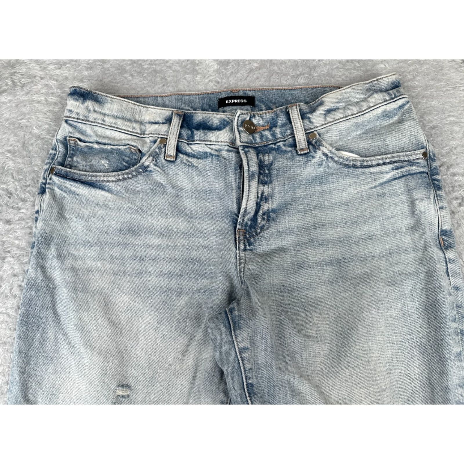 Vintage D. Jeans Womens Jeans Bootcut Distressed Light Wash Low Rise 30x31 Blue Cotton 4 Womens Jeans 30 Bootcut Distressed 4-in-1 Size 27" / US 4 / IT 40 - 4 Thumbnail