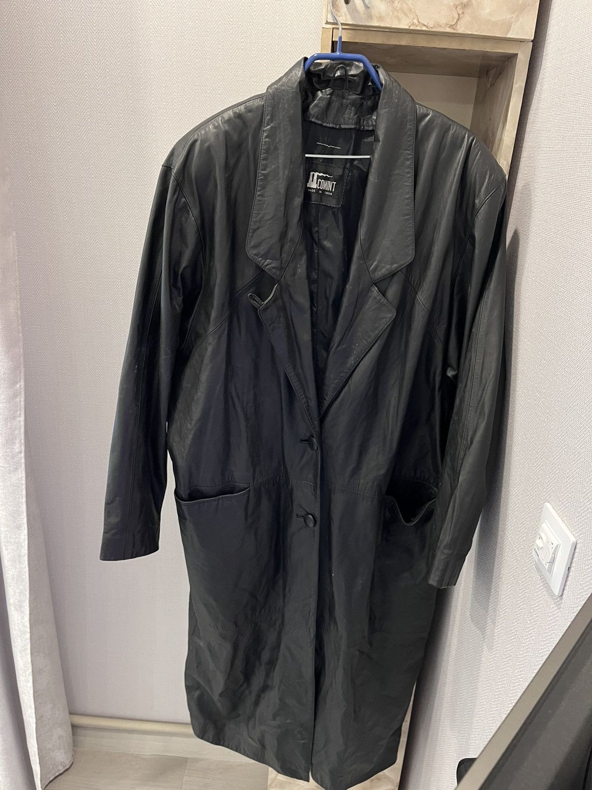 Vintage Vintage Comint Leather Coat Jacket Black minimalistic retro Size US XL / EU 56 / 4 - 3 Thumbnail