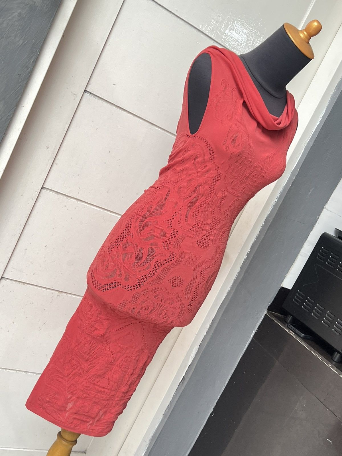 Roberto Cavalli Class Roberto Cavalli Red Midi Dress Size XS / US 0-2 / IT 36-38 - 7 Thumbnail