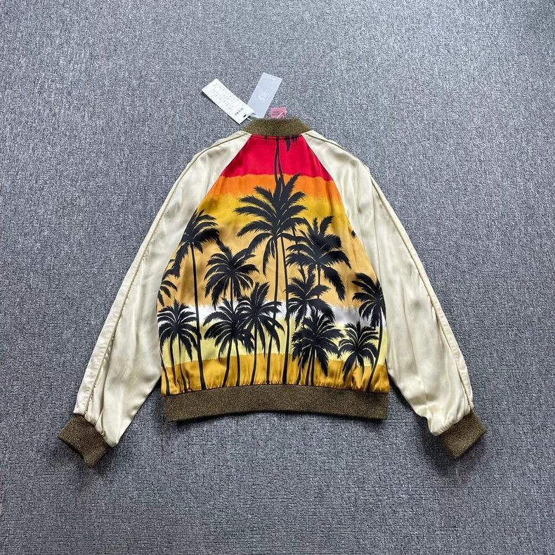 Hedi Slimane Saint Laurent Silk Palm Tree Bomber Jacket- Size US M / EU 48-50 / 2 - 2 Thumbnail