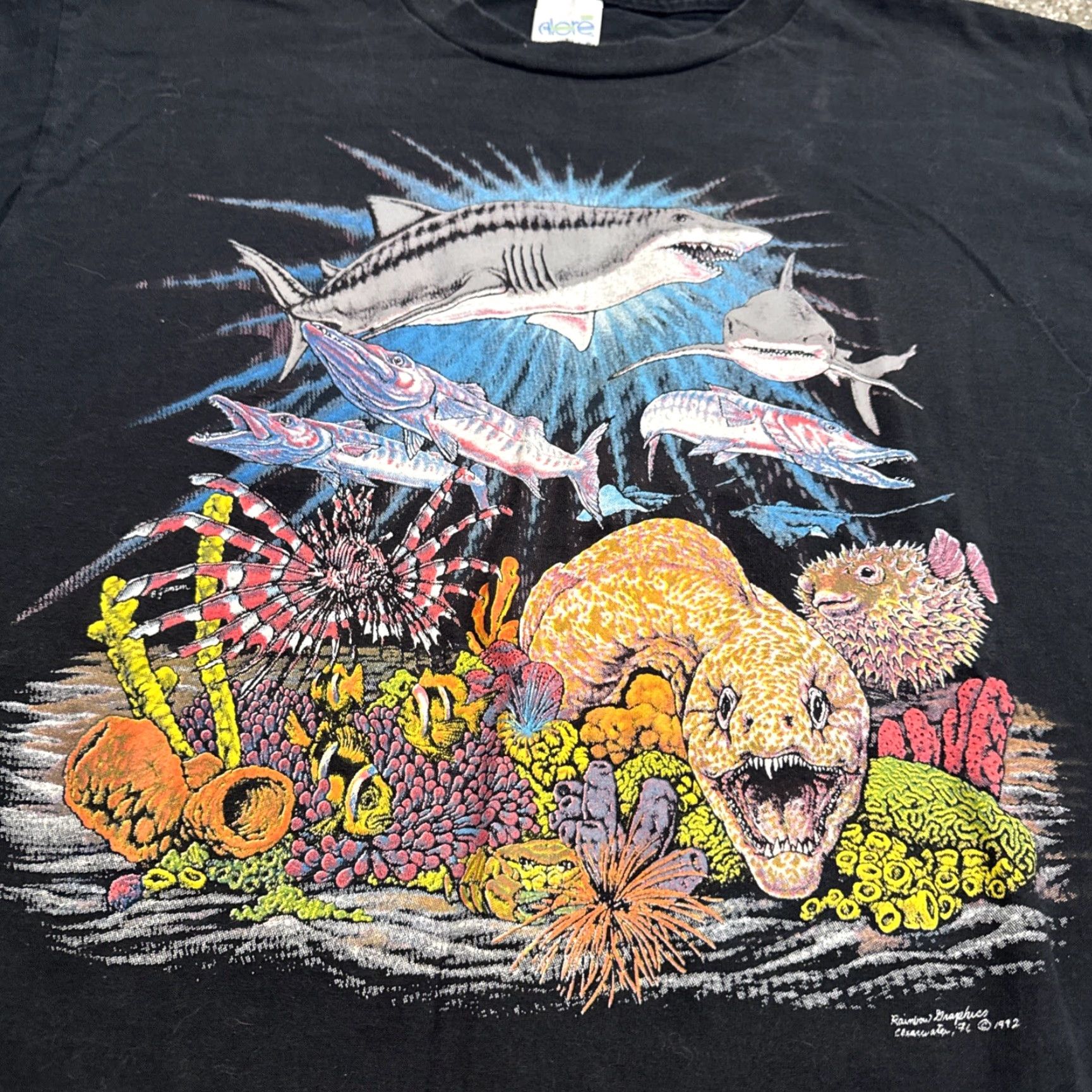 Barracuda VINTAGE 1992 Ocean Fish Shark Barracuda Eel Pufferfish Black Nature T-Shirt XL Mens Size US XL / EU 56 / 4 - 3 Thumbnail