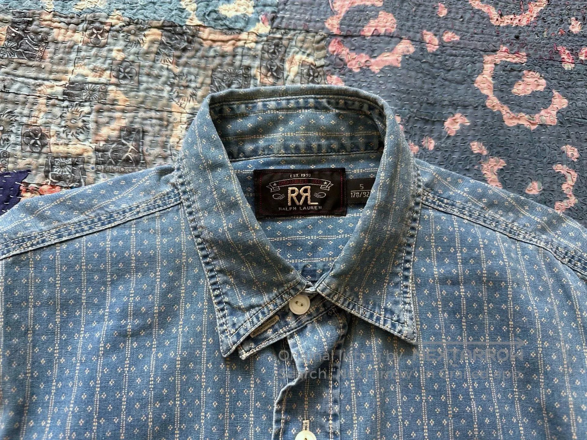 RRL Ralph Lauren vintage blue wash denim button. Size US S / EU 44-46 / 1 - 3 Thumbnail