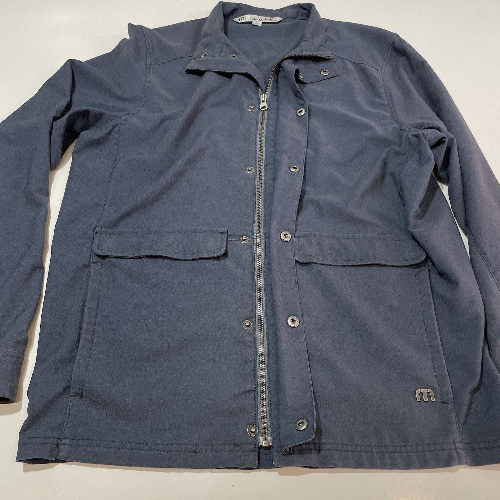 TravisMathew TRAVIS MATHEW Men's Steel Blue Mock Neck Zip Jacket Size M Size US M / EU 48-50 / 2 - 7 Thumbnail