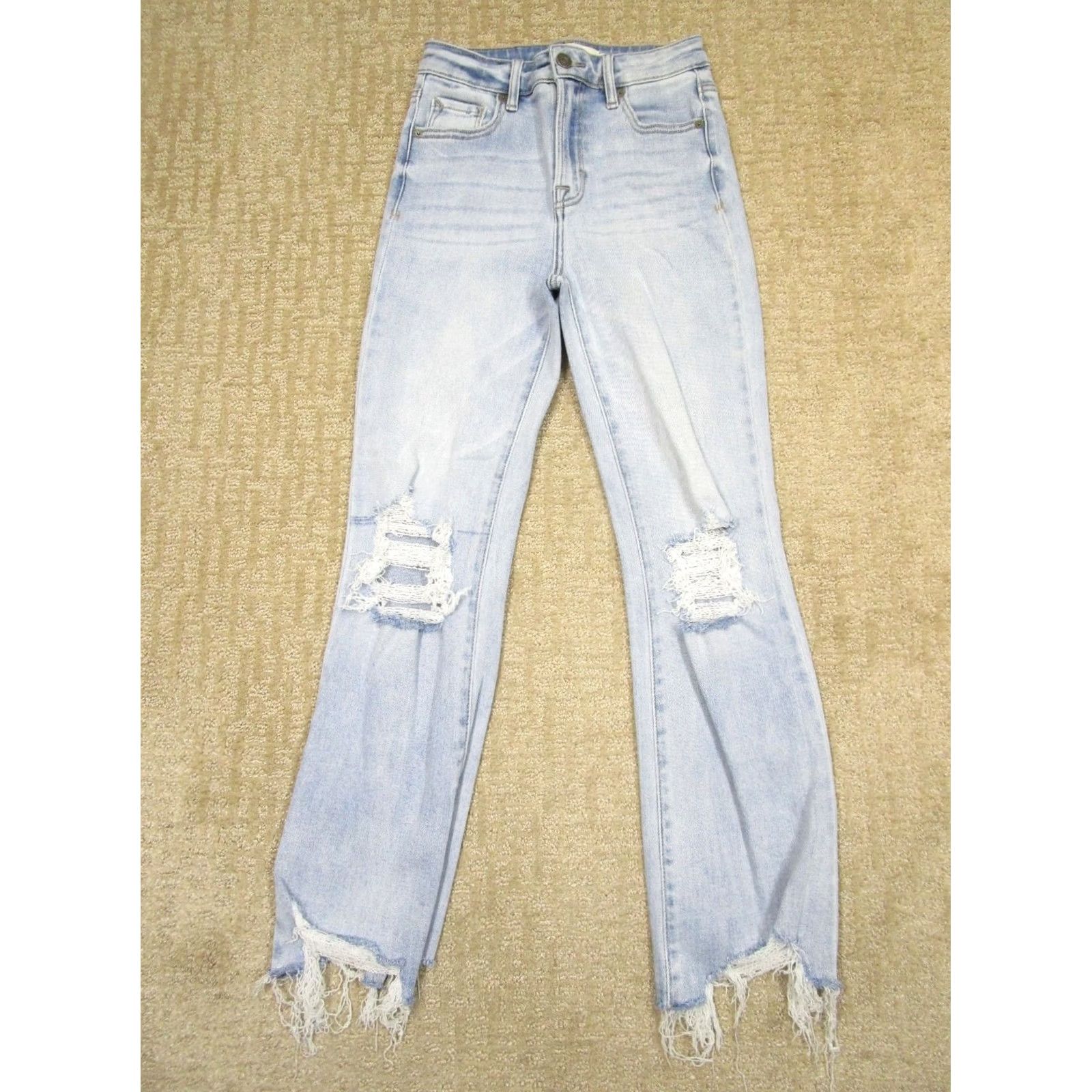 Vintage Hidden Jeans Women Blue High Rise Straight Cropped Distressed 23 Fray Hem Pockets Logo 5-Pocket Denim Lightweight Vintage: No" Size 40" / US 18 - 2 Thumbnail