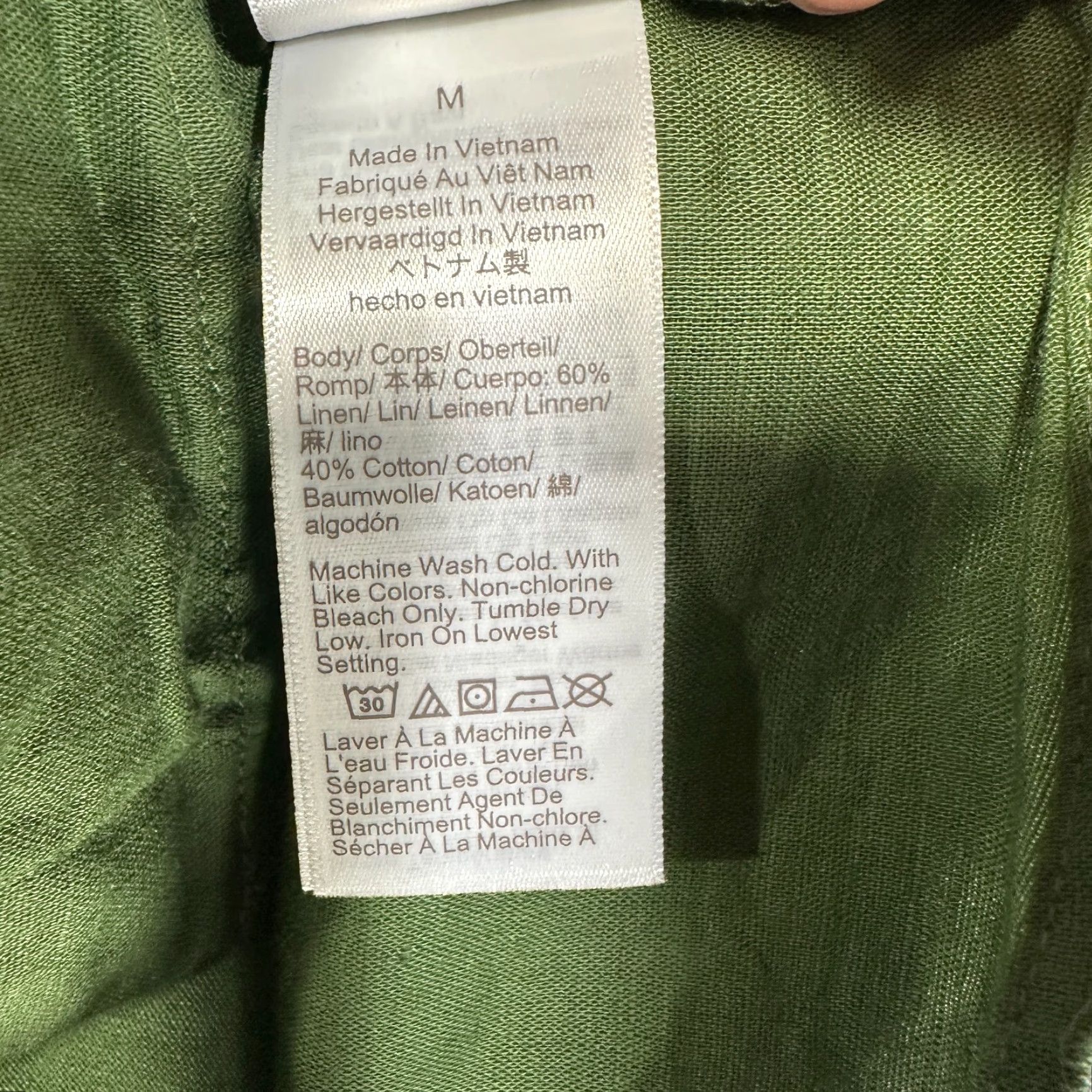 J.Crew J.CREW Shirt Womens Medium Green Cotton Linen Button-Up Pockets Size M / US 6-8 / IT 42-44 - 7 Thumbnail
