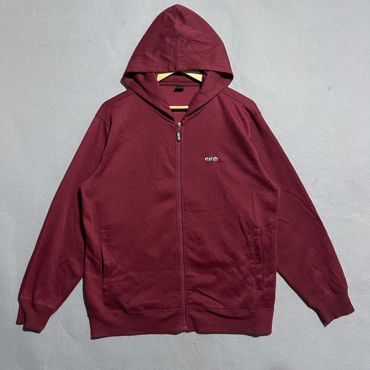 Japanese Brand Vintage Elf Lubricants Racing Zip Hoodie Burgundy Motorsport Size US L / EU 52-54 / 3 - 1 Thumbnail