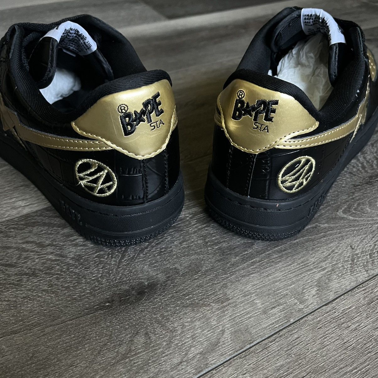 Bape New A Bathing Ape Bape Bapesta 24 Karat Black Gold Sneakers Size US 8.5 / EU 41-42 - 5 Thumbnail