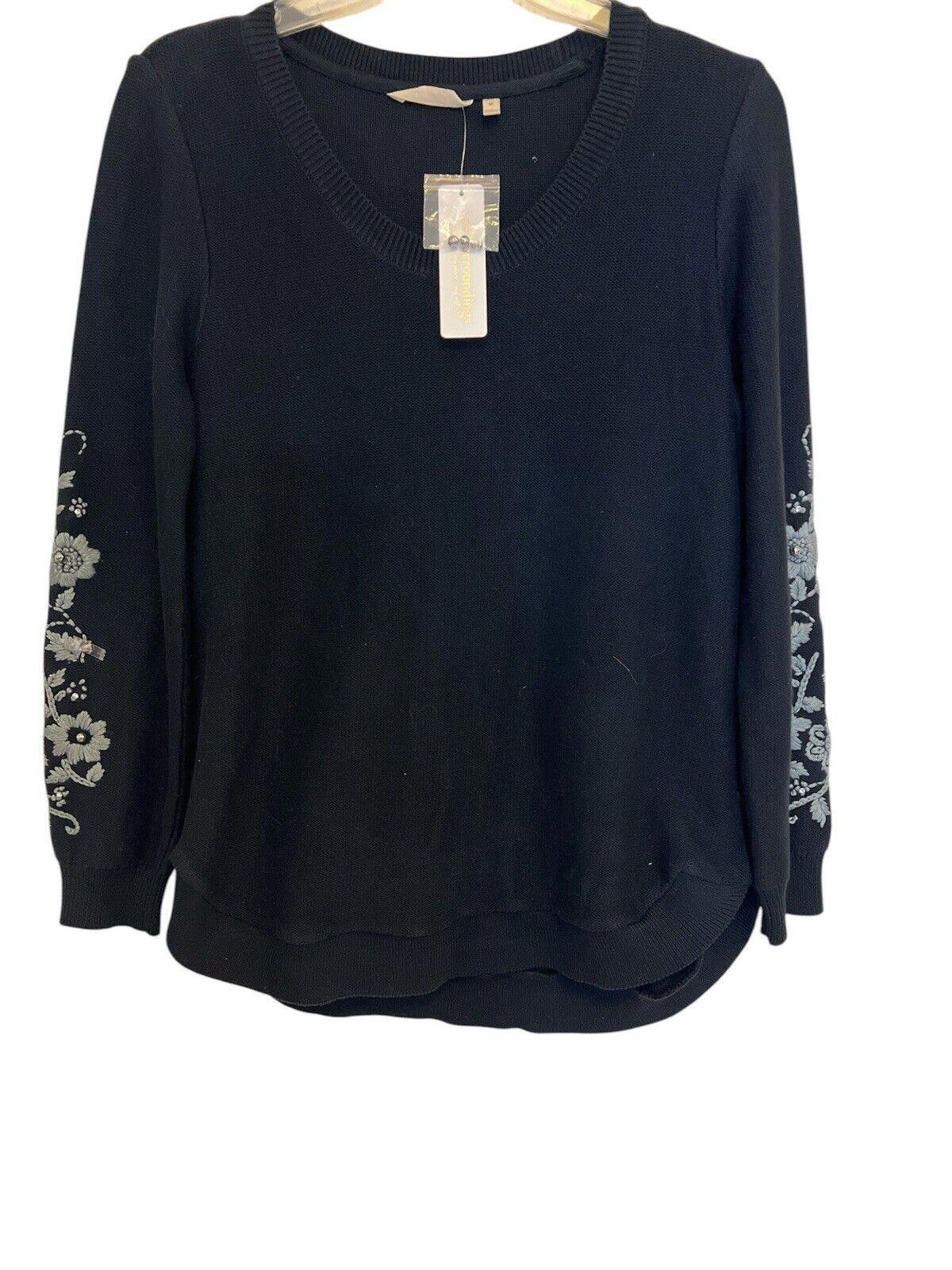 Designer Soft Surroundings embroidered floral pullover sweater. SZ M Size M / US 6-8 / IT 42-44 - 1 Thumbnail