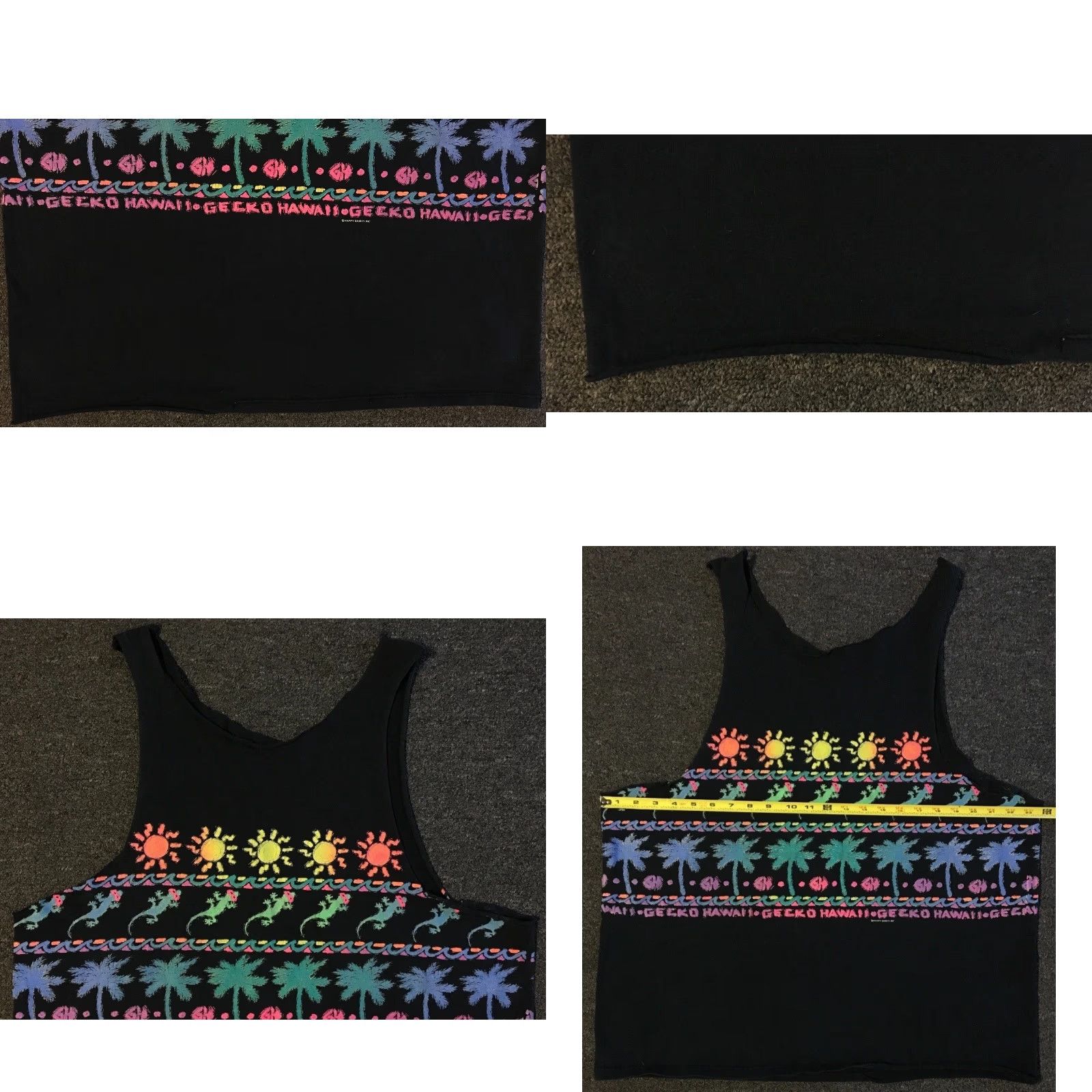 Vintage VINTAGE 90s Gecko Hawaii Faded Distress Cut Off Tank Top L Black Men T-Shirt Sleeveless Surf Beach Grunge AOP All Over Print Size US L / EU 52-54 / 3 - 9 Thumbnail