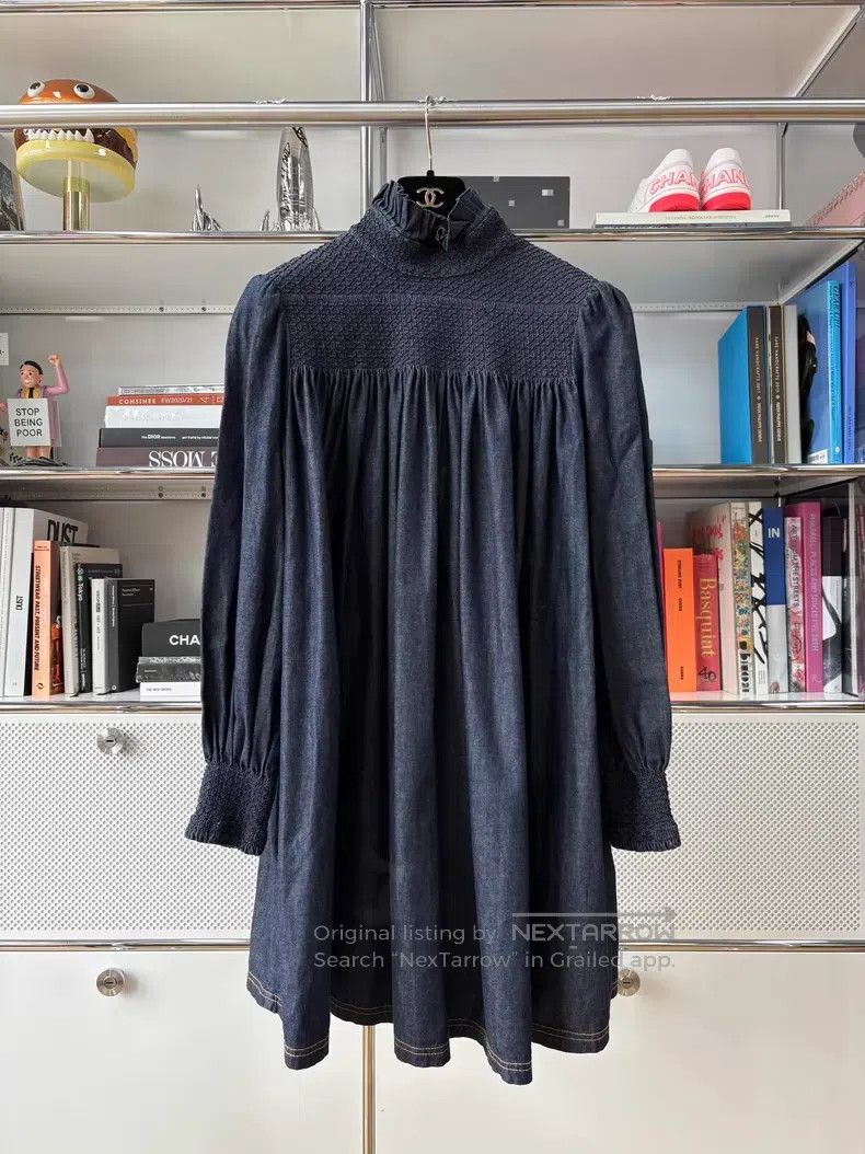 Fendi Fendi Deep Blue Lace High Neck Lantern Sleeve Denim Dress, Size XS / US 0-2 / IT 36-38 - 1 Thumbnail
