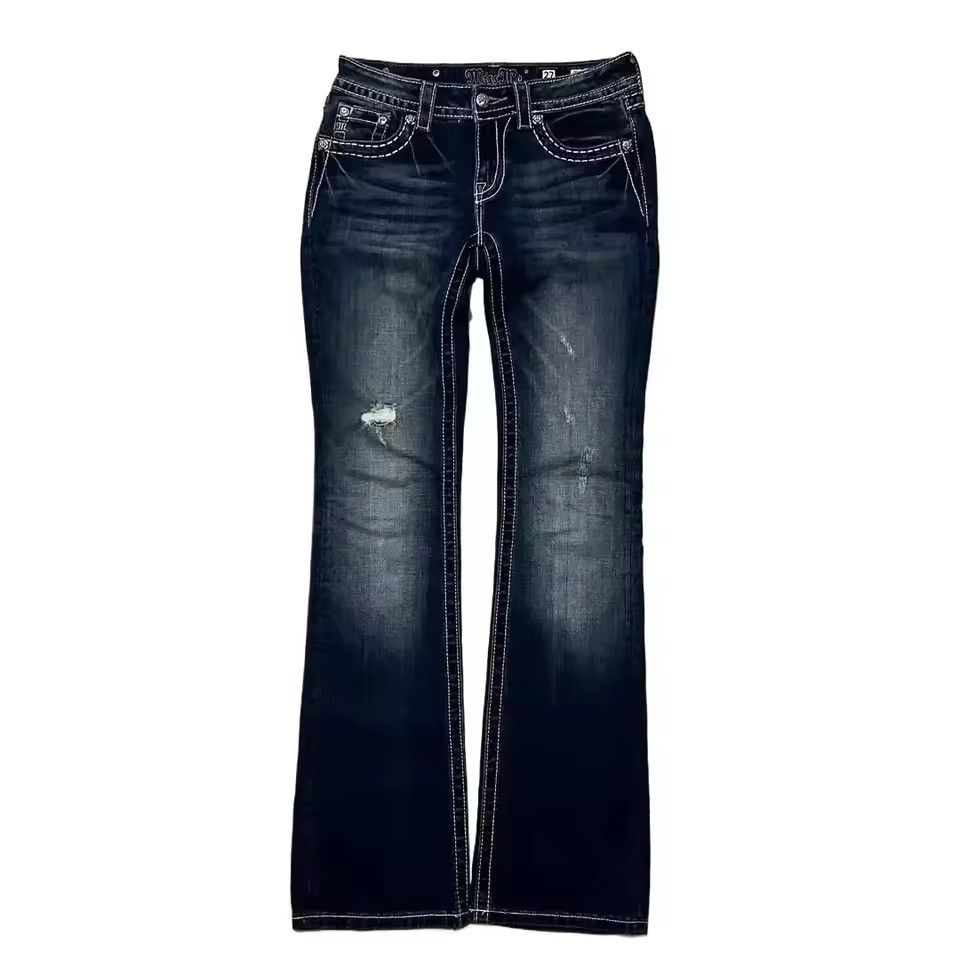 Jean Y2k Streetwear Vintage Style Gothic Punk Bootcut Jeans Size 27" / US 4 / IT 40 - 4 Thumbnail