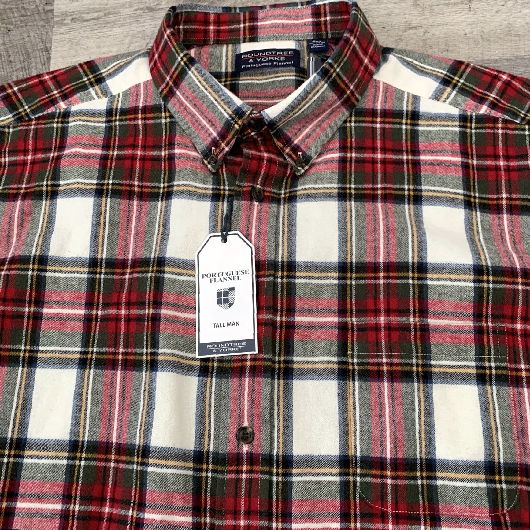 Roundtree & Yorke Roundtree & Yorke Portuguese Flannel Shirt Mens 3XLT Soft Blue Plaid Casual Button-Up 100% Cotton Size US XXL / EU 58 / 5 - 7 Thumbnail