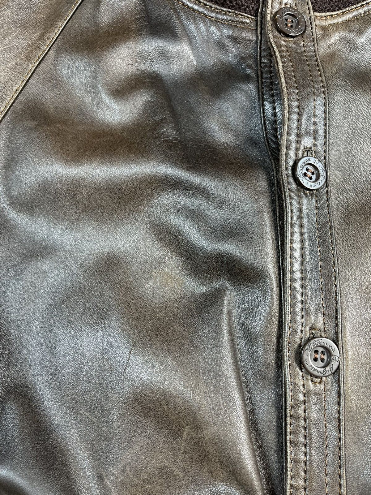 Leather Vintage Leather Bomber Jacket / Brown / Ribbed Trim / Men’s Size US L / EU 52-54 / 3 - 6 Thumbnail