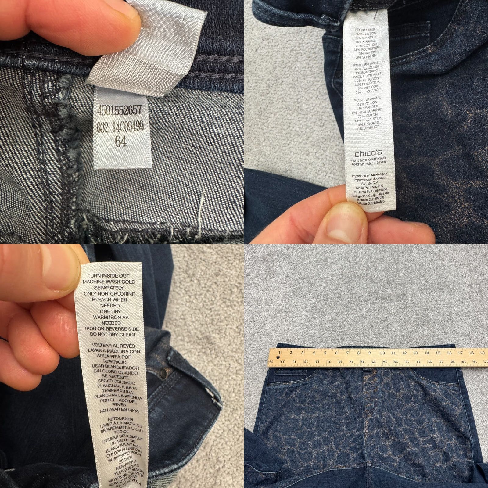 Vintage Chico's Platinum Leopard Slim Straight Denim Jeans Womens Blue 34x29 5-Pocket Stretch City Grunge Streetwear Vintage No Size 25" / US 0 / IT 36 - 8 Thumbnail