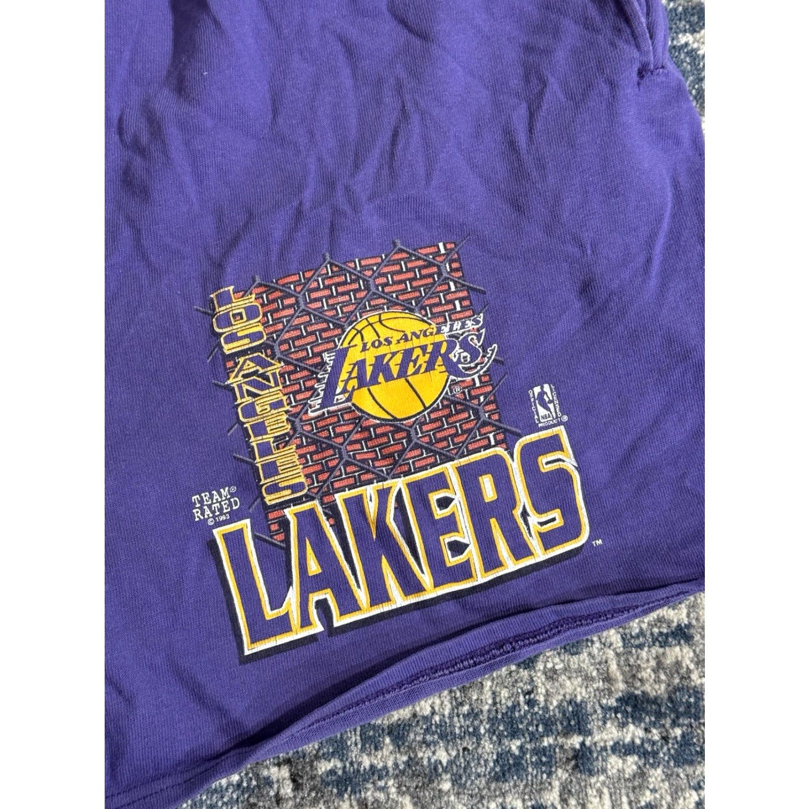 Vintage VINTAGE Team Rated Purple Cotton Basketball Shorts XL Men's 1993 90s Athletic Drawstring Pockets Size US 36 / EU 52 - 2 Thumbnail
