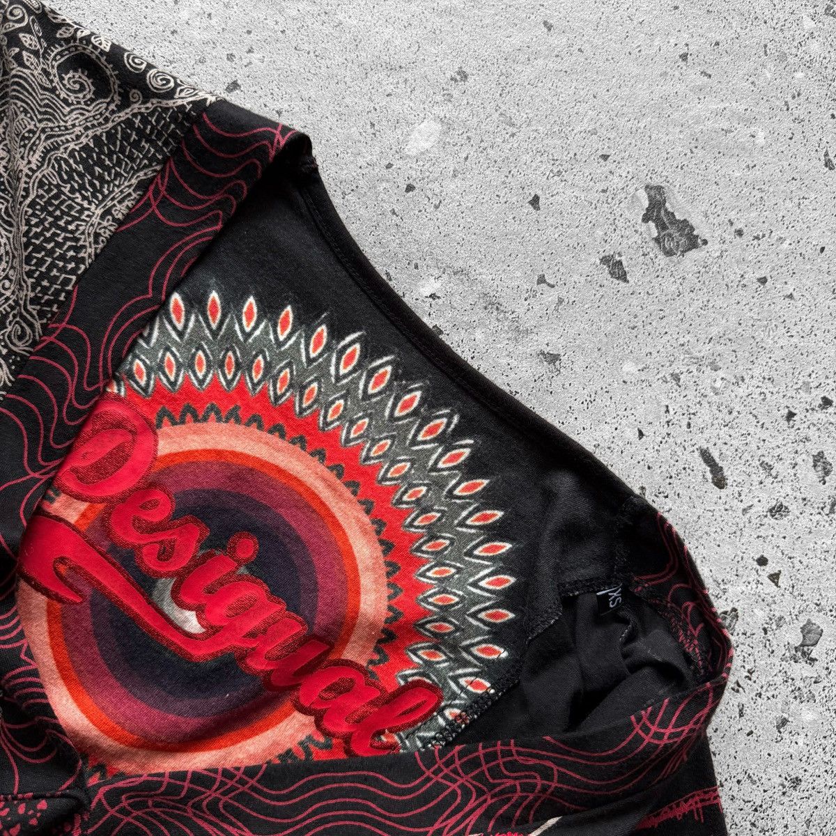 Desigual Desigual Womens Black Red Long Sleeve V-Neck Mini Dress Size XS / US 0-2 / IT 36-38 - 6 Thumbnail